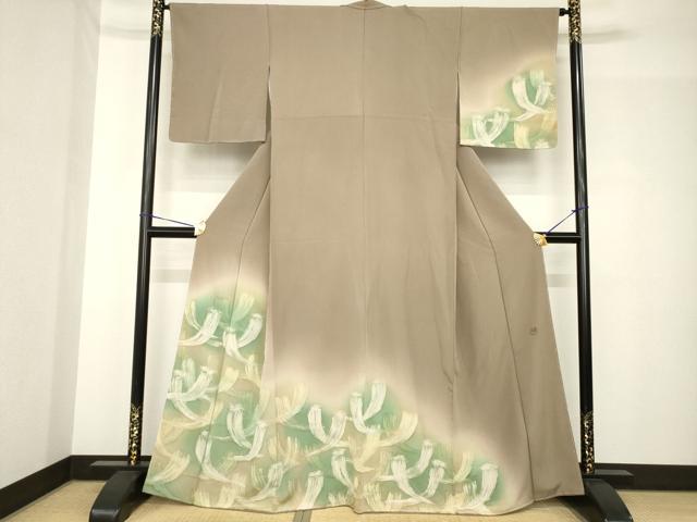 平和屋着物●小堀三千尋 訪問着 刺繍 松 暈し染め 正絹 逸品 未使用 AABH4637ck