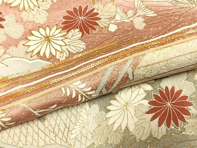 平和屋着物●訪問着 友禅 駒刺繍 草花文 暈し染め 金彩 正絹 逸品 AABH4655fy