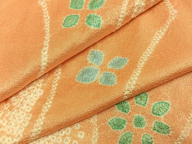 平和屋着物●上質な小紋 絞り 舞花文 正絹 逸品 AABH4676fy