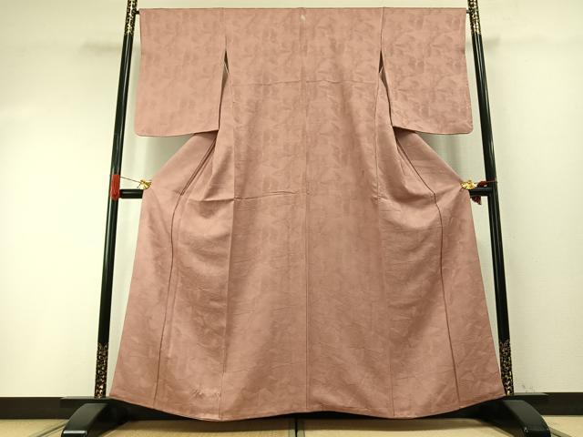 平和屋着物●上質な色無地 菊花地紋 ときがら茶色 正絹 逸品 AABH4680fy