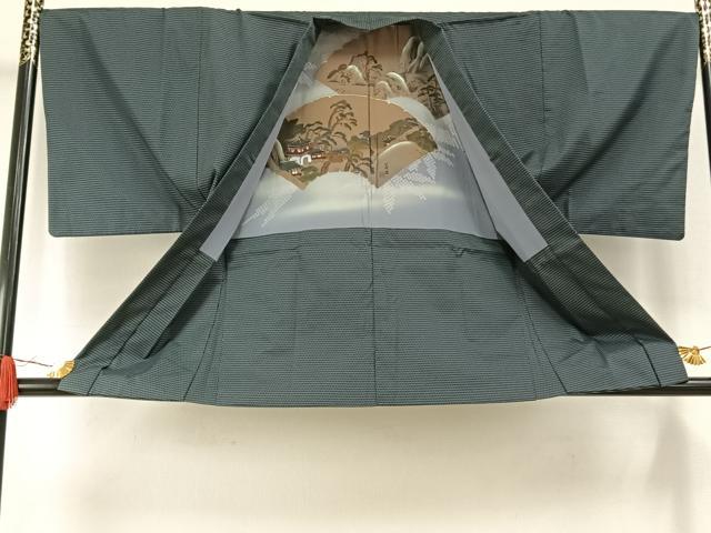 平和屋着物●男性 紬 アンサンブル 亀甲柄 正絹 逸品 AABH4686fy