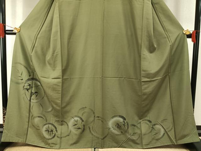 平和屋着物●訪問着 手描き 笹竹雀丸文 正絹 逸品 未使用 AABH4695fy