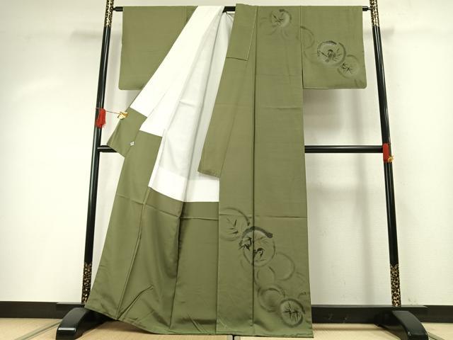平和屋着物●訪問着 手描き 笹竹雀丸文 正絹 逸品 未使用 AABH4695fy