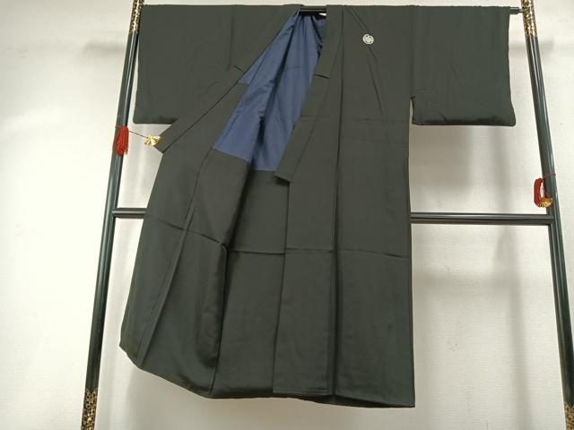 平和屋着物●男性 黒紋付 羽織セット 正絹 逸品 AABH4706fy