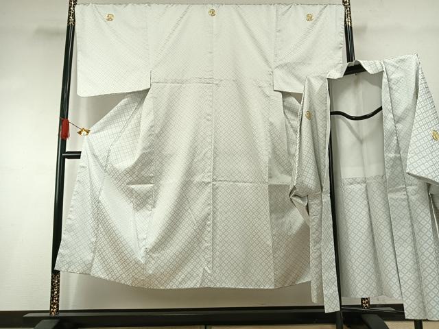 平和屋着物●男性 白紋付 羽織セット 菱文 AABH4712fy