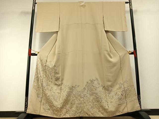 平和屋着物●豪華色留袖 中国三大刺繍 汕頭刺繍 スワトウ刺繍 総刺繍 地紙花文 金糸 正絹 逸品 未使用 AABH4724fy