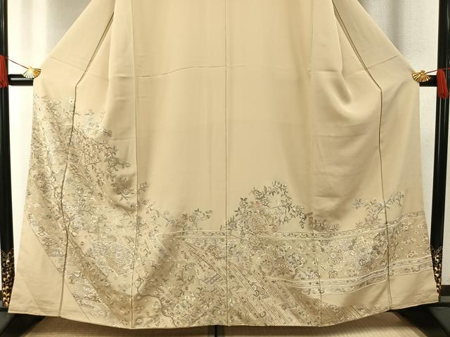 平和屋着物●豪華色留袖 中国三大刺繍 汕頭刺繍 スワトウ刺繍 総刺繍 地紙花文 金糸 正絹 逸品 未使用 AABH4724fy