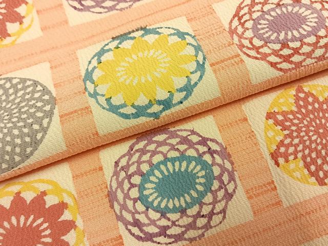 平和屋着物●上質な小紋 型染め 色紙花文 正絹 逸品 AABH4728fy