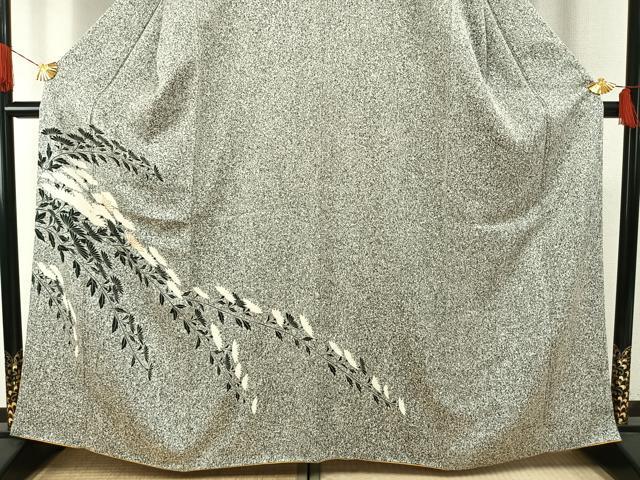 平和屋着物●訪問着 駒刺繍 枝菊文 たたき染め 正絹 逸品 AABH4733fy