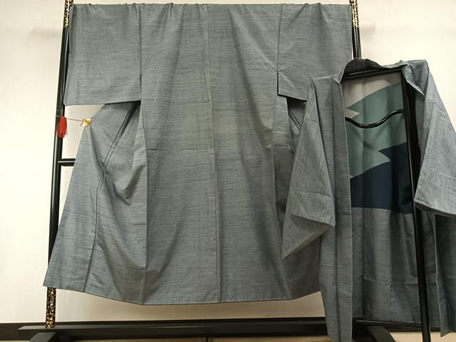 平和屋着物●男性 塩沢紬 アンサンブル 蚊絣 キングサイズ 正絹 逸品 AABH4740fy