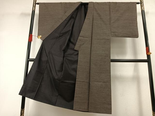 平和屋着物●男性 本場大島紬 アンサンブル カタス7マルキ 格子 正絹 逸品 AABH4745fy