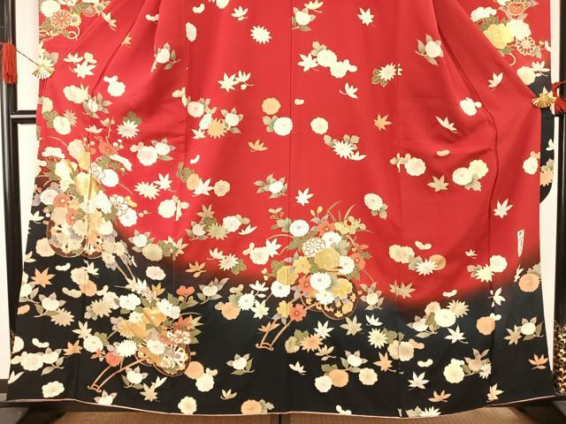 平和屋着物●豪華振袖 作家物 片輪車花文 暈し染め 金銀彩 正絹 逸品 AABH4750fy
