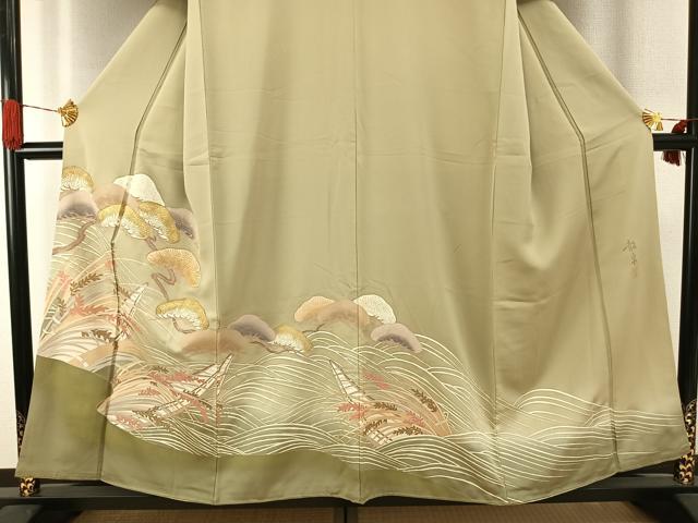 平和屋着物●豪華色留袖 友禅 作家物 枝松文 暈し染め 金彩 正絹 逸品 AABH4758fy