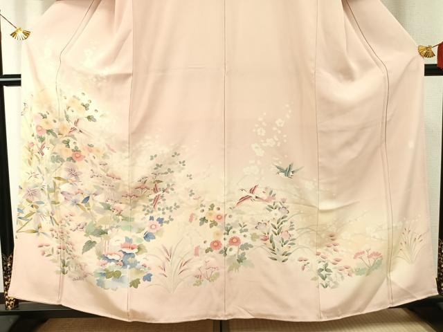 平和屋着物●訪問着 友禅 作家物 花鳥文 暈し染め 正絹 逸品 AABH4761fy