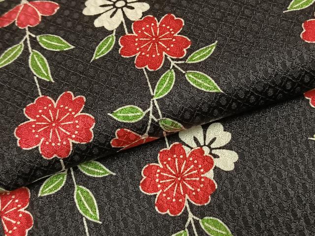 平和屋着物●訪問着 枝垂れ桜 夜桜 黒地 正絹 逸品 未使用 AABH4765fy