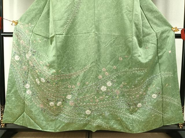 平和屋着物●伯河貞雄 訪問着 絞り 辻が花 銀通し地 正絹 逸品 AABH4767fy
