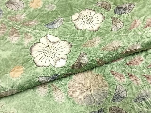 平和屋着物●伯河貞雄 訪問着 絞り 辻が花 銀通し地 正絹 逸品 AABH4767fy