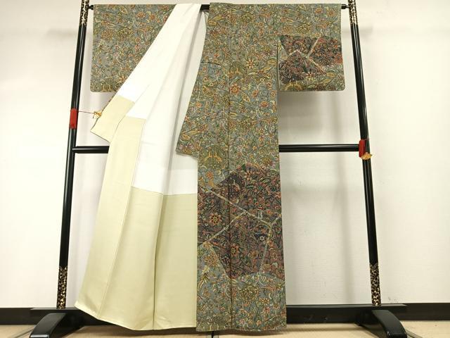 平和屋着物●訪問着 更紗花鳥文 正絹 逸品 未使用 AABH4772fy