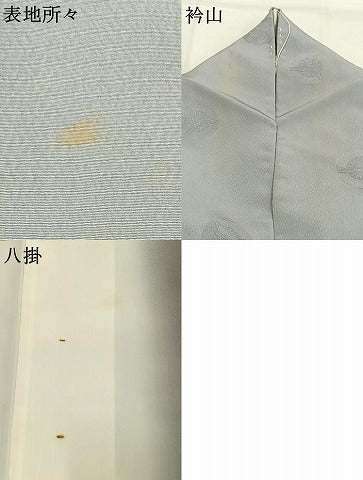 平和屋着物●上質な色無地 扇丸地紋 薄雲鼠色 正絹 逸品 AABH4796fy