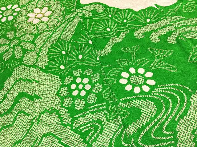 平和屋着物●豪華振袖 駒刺繍 絞り 草花文 正絹 逸品 AABH4802fy