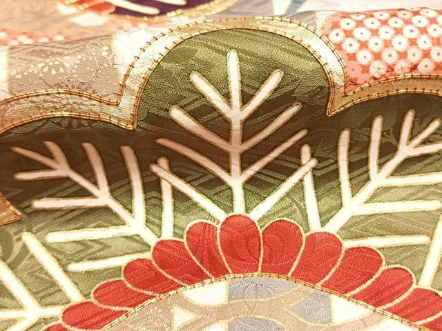 平和屋着物●豪華振袖 駒刺繍 松竹梅 暈し染め 金彩 正絹 逸品 AABH4820fy