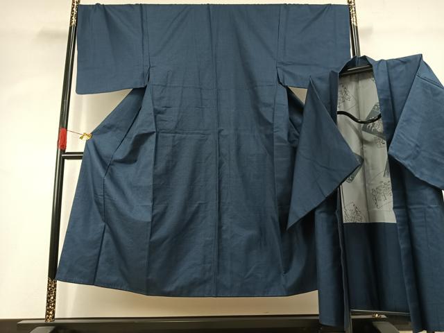 平和屋着物●男性 紬 アンサンブル 亀甲絣 正絹 逸品 AABH4823fy