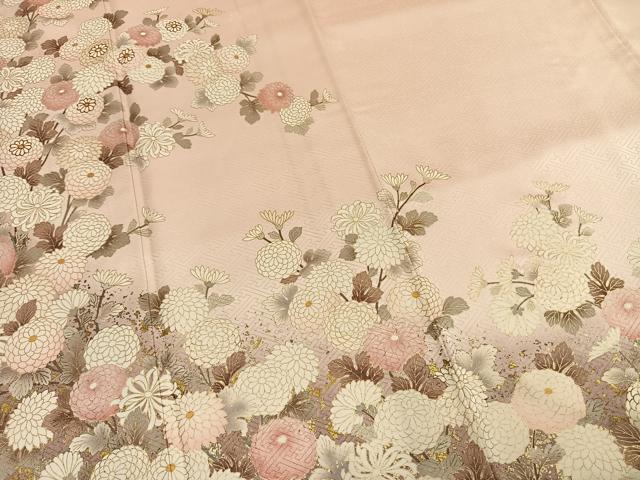 平和屋着物●十日町老舗ブランド 吉澤友禅 吾妻徳穂 訪問着 駒刺繍 草花文 金彩 ロング丈 正絹 逸品 AABH4827fy