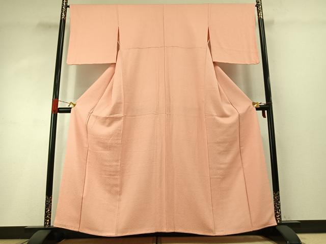 平和屋着物●上質な色無地 紋意匠 一斤染色 正絹 逸品 AABH4828fy