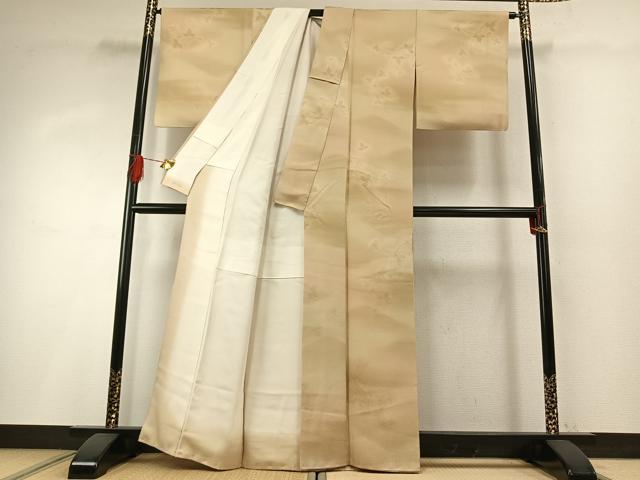平和屋着物▼上質な小紋 蔦の葉文 暈し染め 正絹 逸品 AABH4836fy