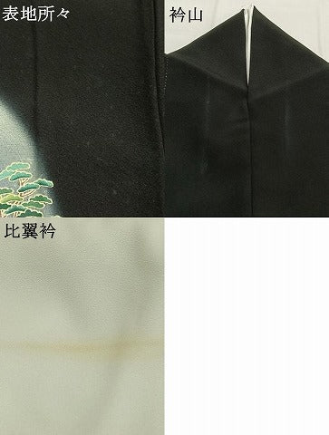 平和屋着物●豪華黒留袖 加賀五彩 友禅 作家物 草木染 風景花鳥文 暈し染め 正絹 逸品 AABH4840fy