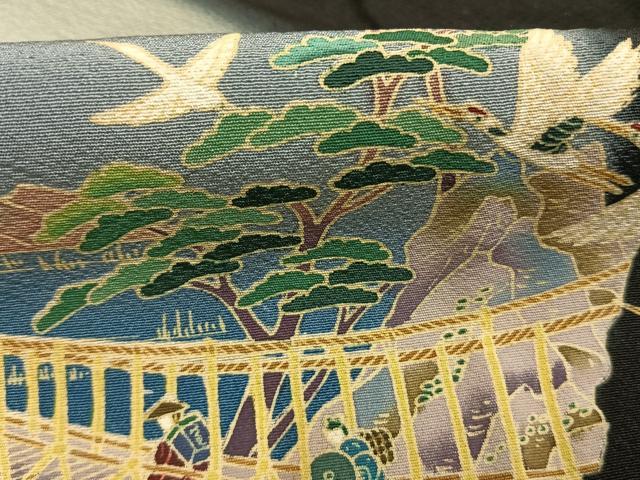 平和屋着物●豪華黒留袖 加賀五彩 友禅 作家物 草木染 風景花鳥文 暈し染め 正絹 逸品 AABH4840fy