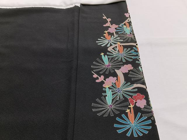 平和屋着物●豪華黒留袖 加賀五彩 友禅 作家物 草木染 風景花鳥文 暈し染め 正絹 逸品 AABH4840fy
