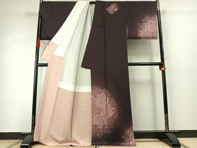 平和屋着物●訪問着 薔薇 暈し染め 金彩 正絹 逸品 AABH4844fy