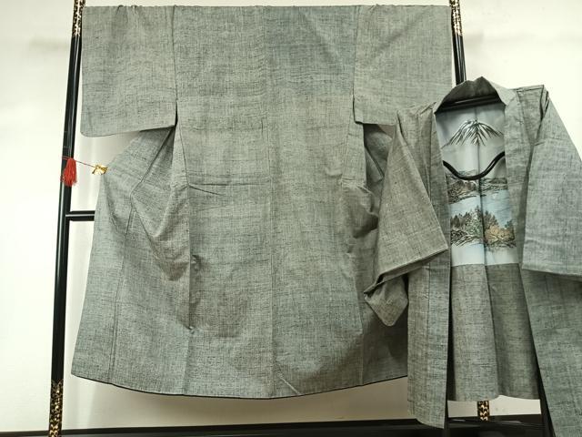 平和屋着物●男性　紬　アンサンブル　霞文　正絹　逸品　AABH4848fy 平和屋着物○男性 紬 アンサンブル 霞文 正絹 逸品 AABH4848fy