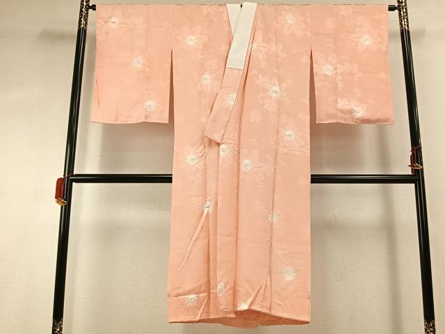 平和屋着物●長襦袢 袷 絞り 舞葉地紋 一斤染色 正絹 逸品 AABH4856fy