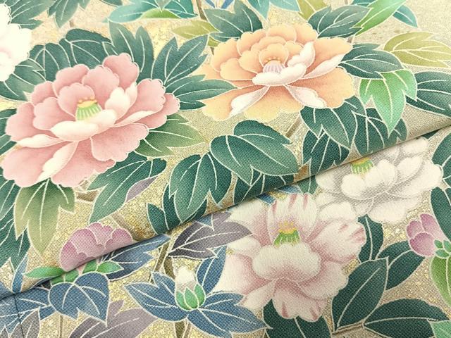 平和屋着物●訪問着 草花文 暈し染め 金彩 正絹 逸品 AABH4864fy