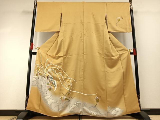 平和屋着物●訪問着 友禅 刺繍 花鳥文 暈し染め 金銀彩 正絹 逸品 AABH4888fy
