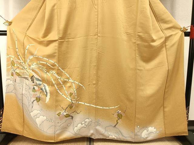 平和屋着物●訪問着 友禅 刺繍 花鳥文 暈し染め 金銀彩 正絹 逸品 AABH4888fy