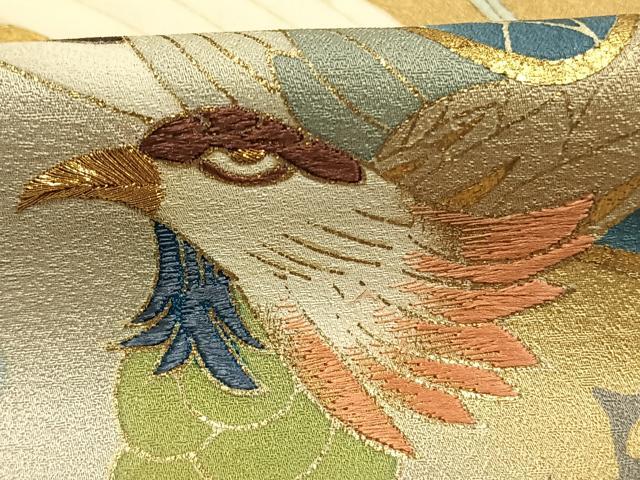 平和屋着物●訪問着 友禅 刺繍 花鳥文 暈し染め 金銀彩 正絹 逸品 AABH4888fy