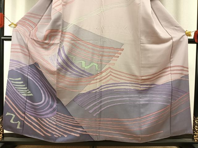 平和屋着物●訪問着 流水文 ろうけつ染め 正絹 逸品 AABH4899fy