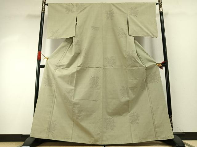 平和屋着物●結城紬 100亀甲 草花文 正絹 逸品 未使用 AABH4915fy