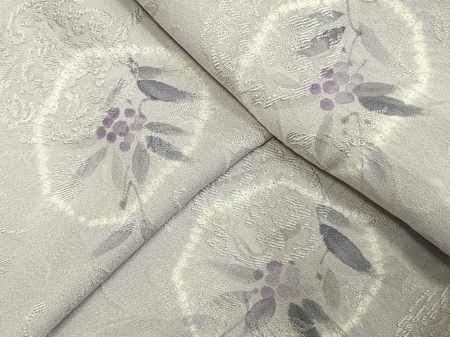 平和屋着物●上質な小紋 手描き 絞り 草花文 正絹 逸品 AABH4917fy
