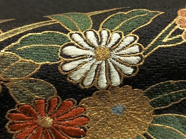 平和屋着物●訪問着 刺繍 枝花文 黒地 金糸 金彩 正絹 逸品 AABH4923fy