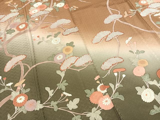 平和屋着物●訪問着 枝花文 暈し染め 金彩 正絹 逸品 AABH4926fy