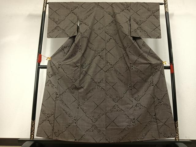 平和屋着物●本場大島紬　一元絣　草花文　正絹　逸品　AABH4927fy 平和屋着物○本場大島紬 一元絣 草花文 正絹 逸品 AABH4927fy