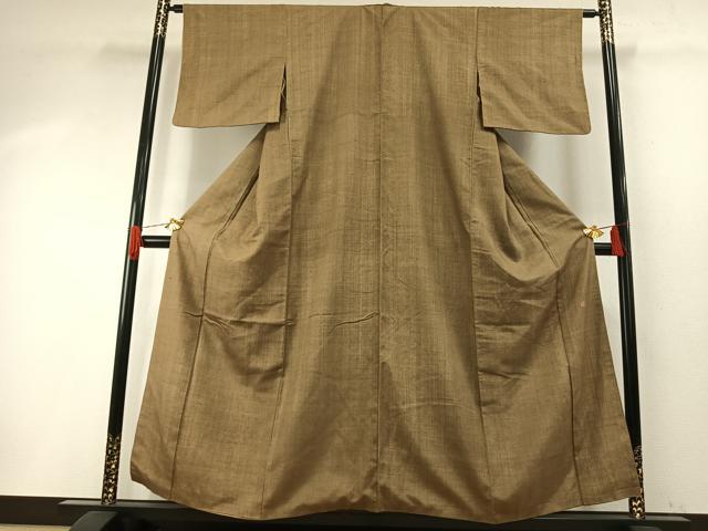 平和屋着物●上質な紬 作家物 榛色 正絹 逸品 AABH4945fy
