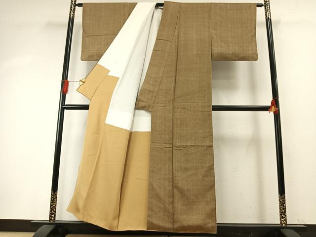 平和屋着物●上質な紬 作家物 榛色 正絹 逸品 AABH4945fy