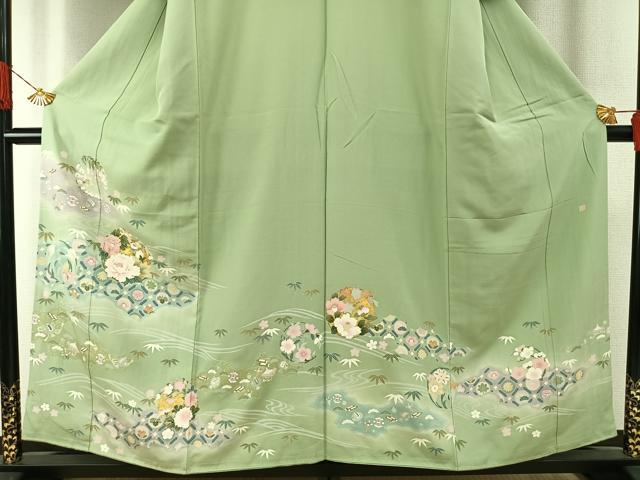 平和屋着物●訪問着 友禅 作家物 草花文 暈し染め 金彩 正絹 逸品 AABH4947fy