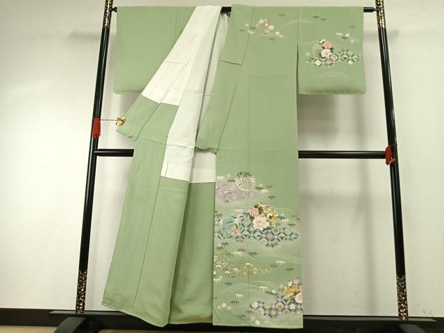 平和屋着物●訪問着 友禅 作家物 草花文 暈し染め 金彩 正絹 逸品 AABH4947fy