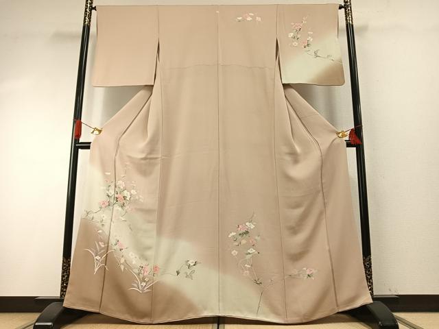 平和屋着物●訪問着 友禅 枝花文 暈し染め 正絹 逸品 AABH4948fy